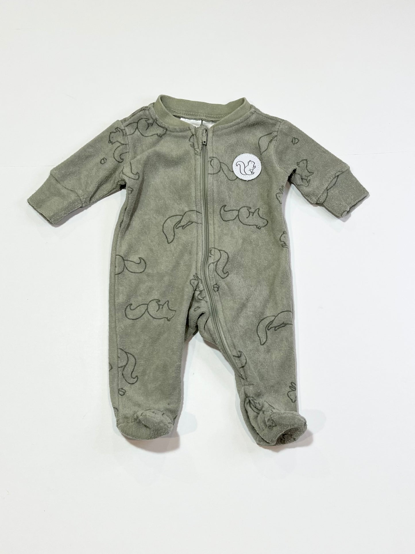 Terry squirrel zip onesie - Size 00000