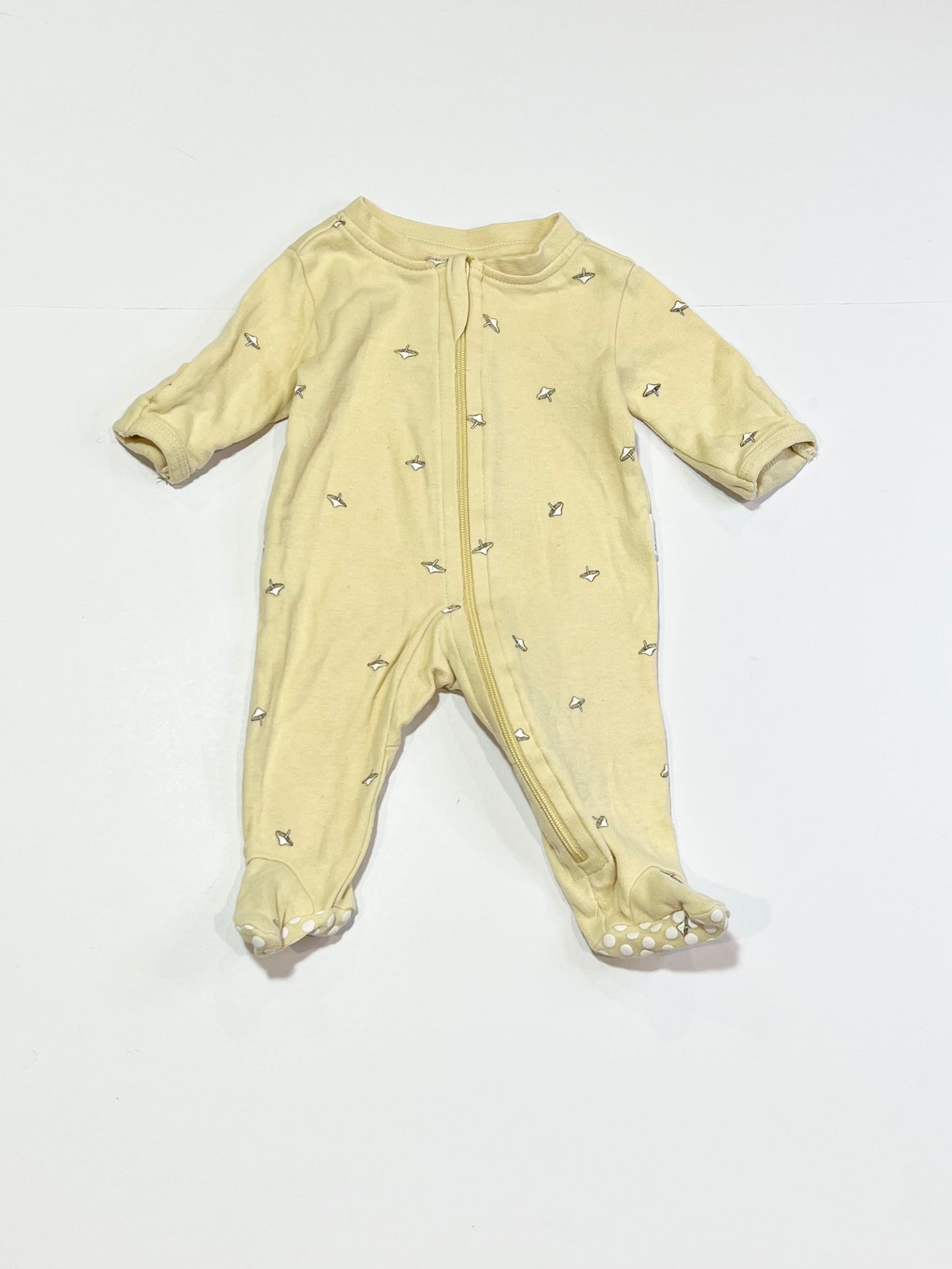 Yellow mushrooms zip onesie - Size 00000