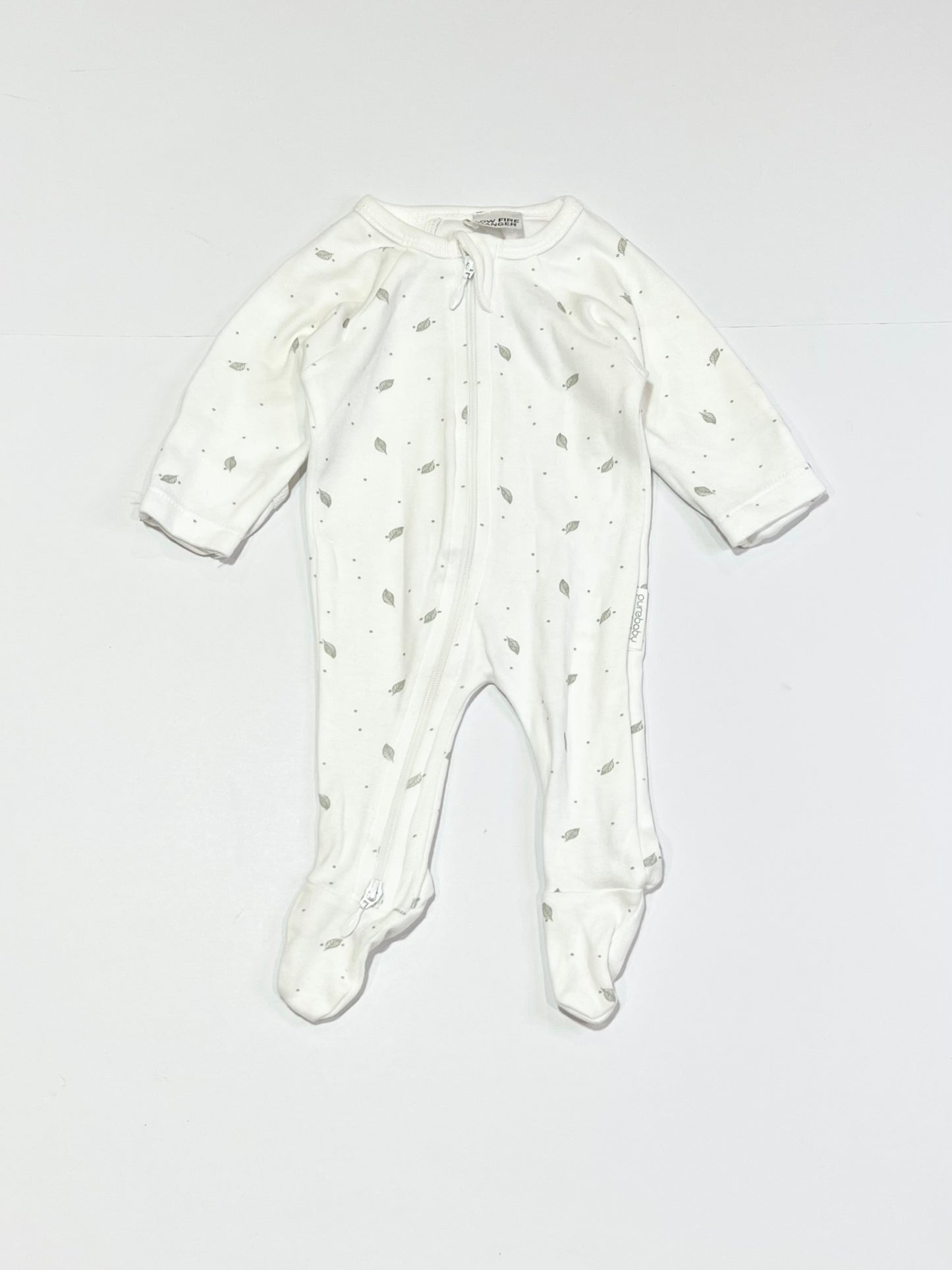 Grey leaf zip onesie - Size 00000