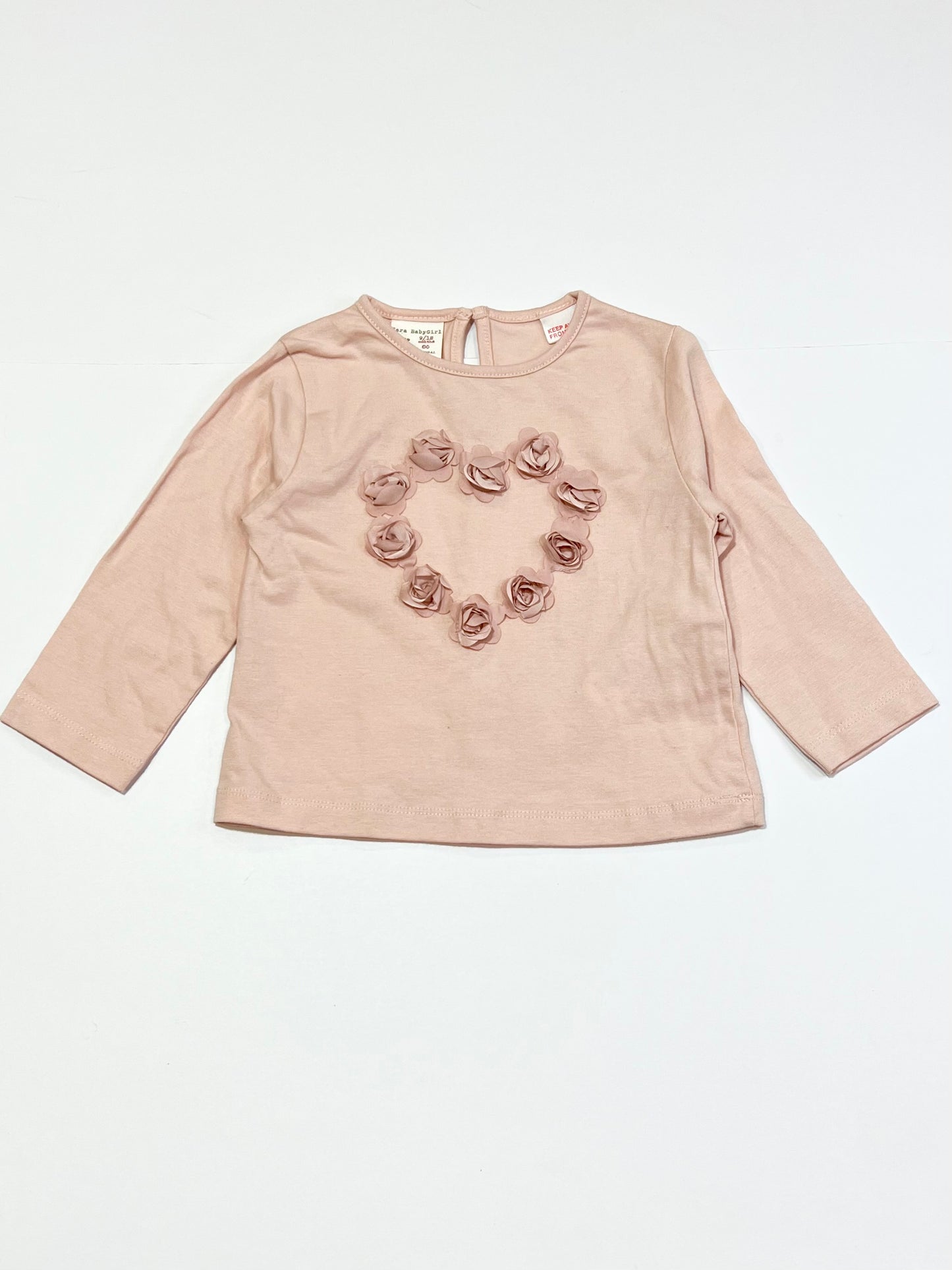 Pink roses heart top - Size 9-12 months