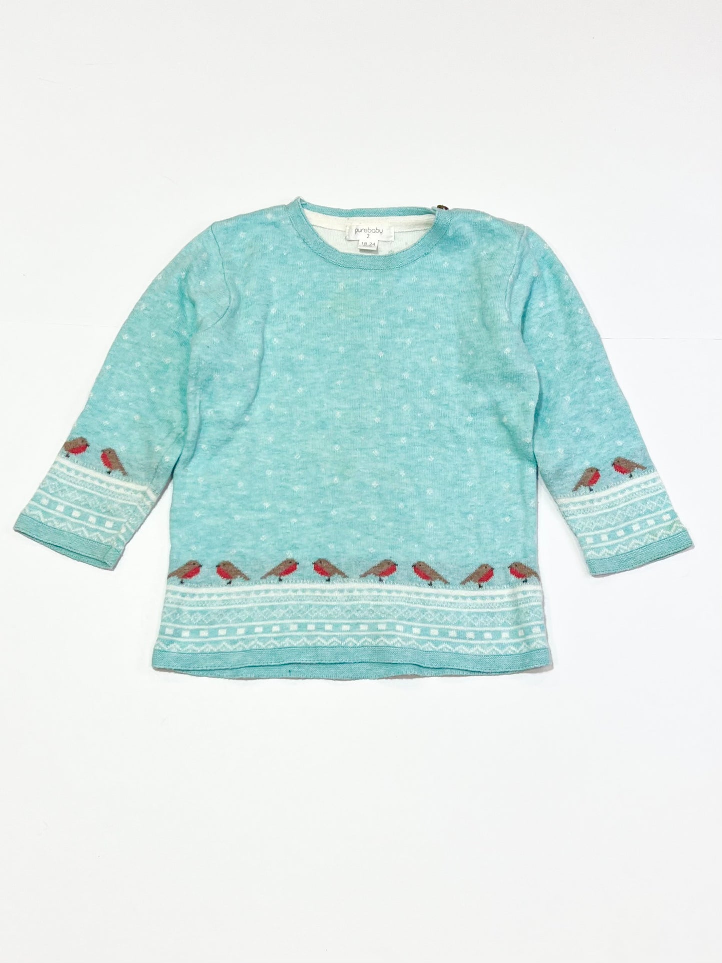 Blue robin knit jumper - Size 2
