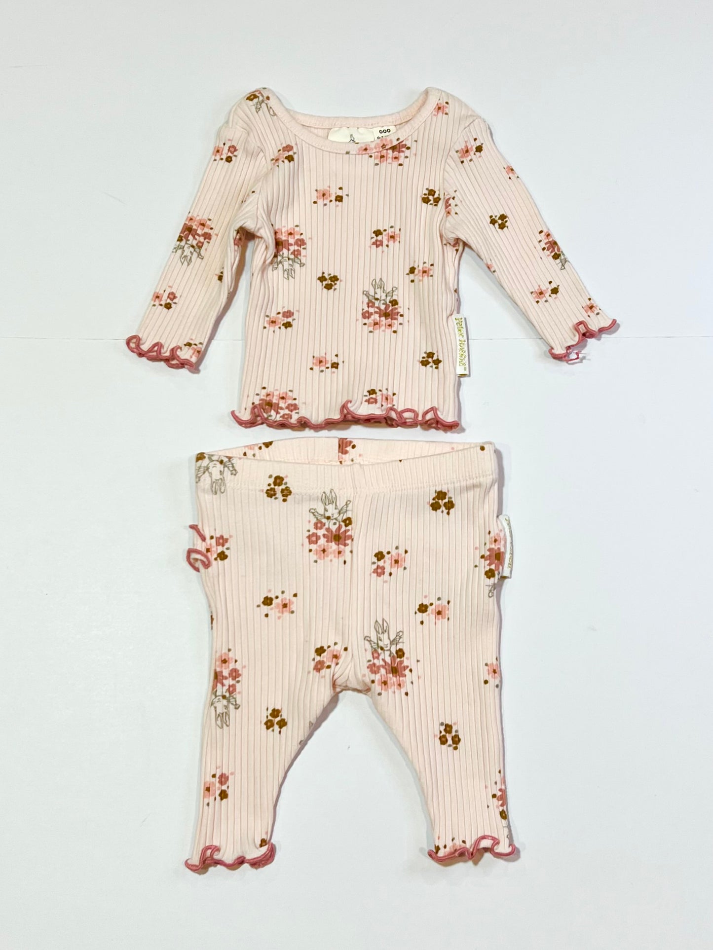 Floral bunny ribbed set - Size 000