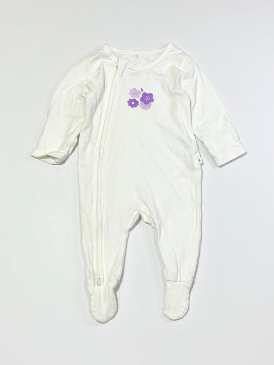 Purple flowers zip onesie - Size 000