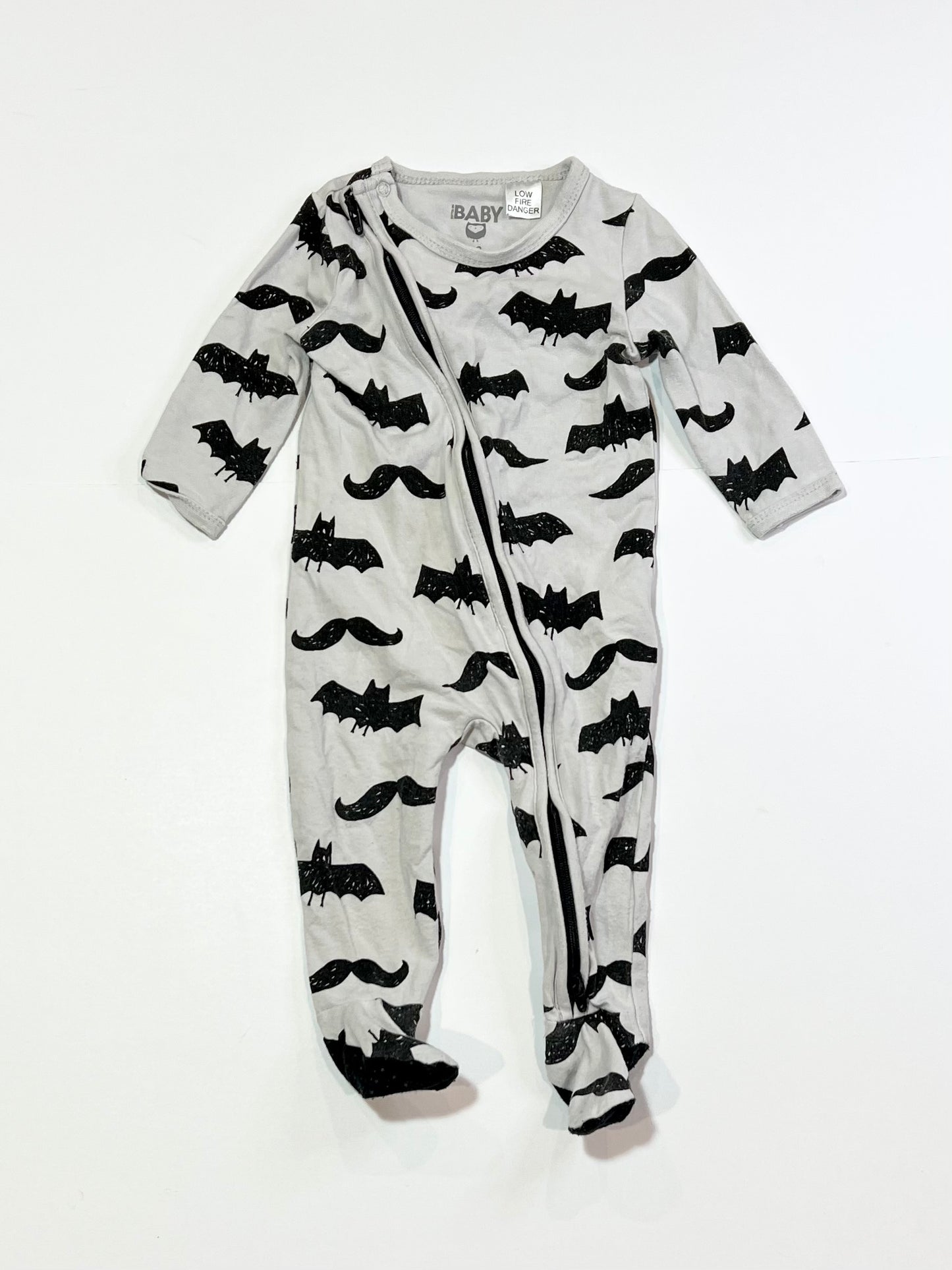 Bats and moustaches zip onesie - Size 00
