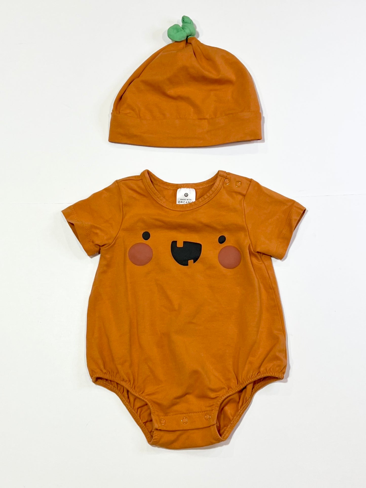 Pumpkin bodysuit with beanie - Size 0