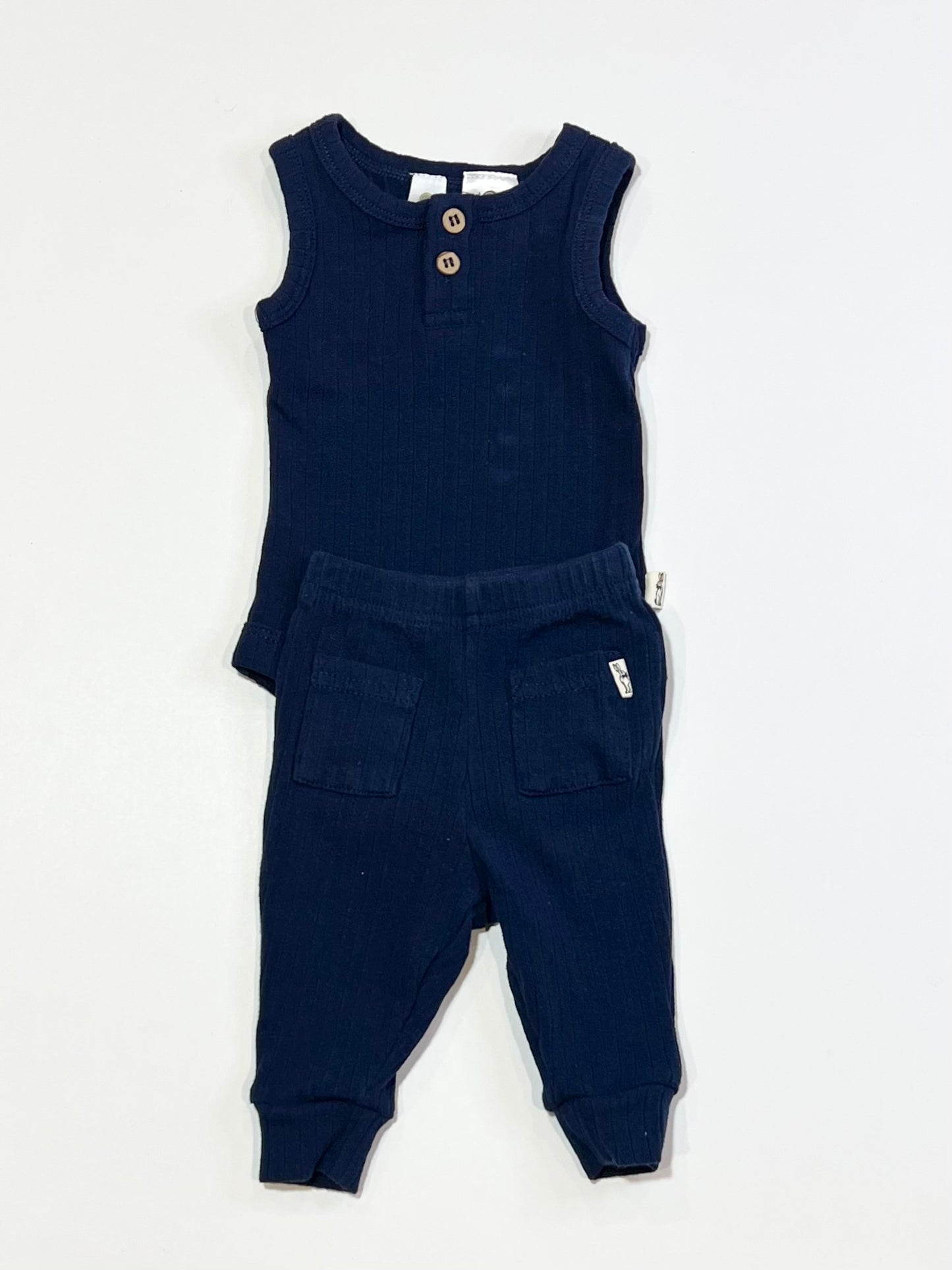 Navy ribbed set - Size 0000