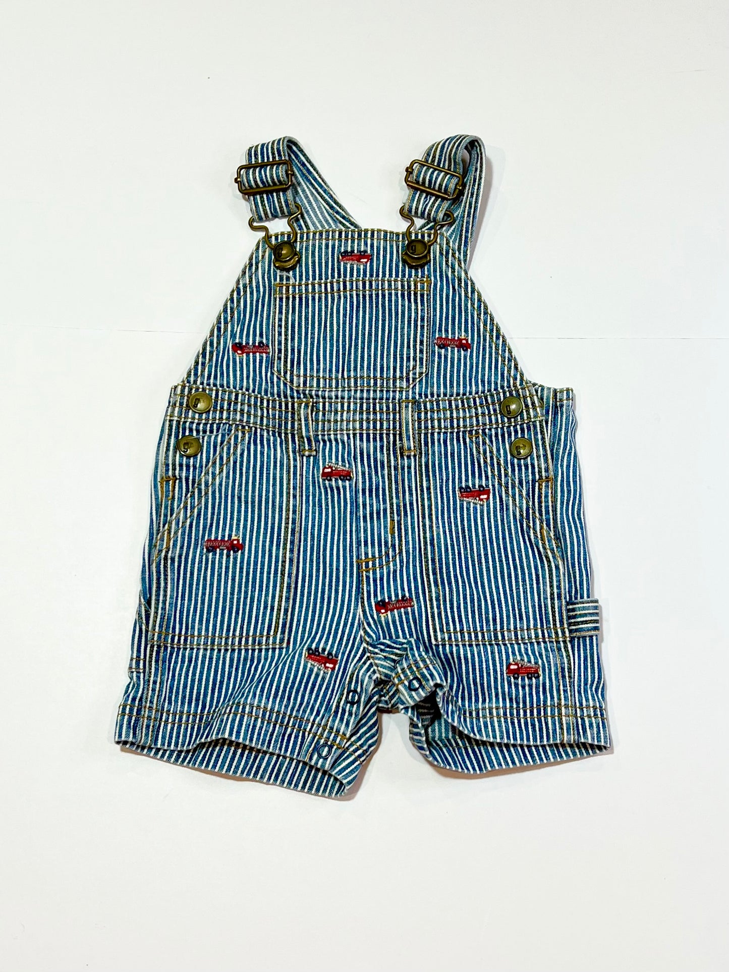 Denim fire truck overalls - Size 000