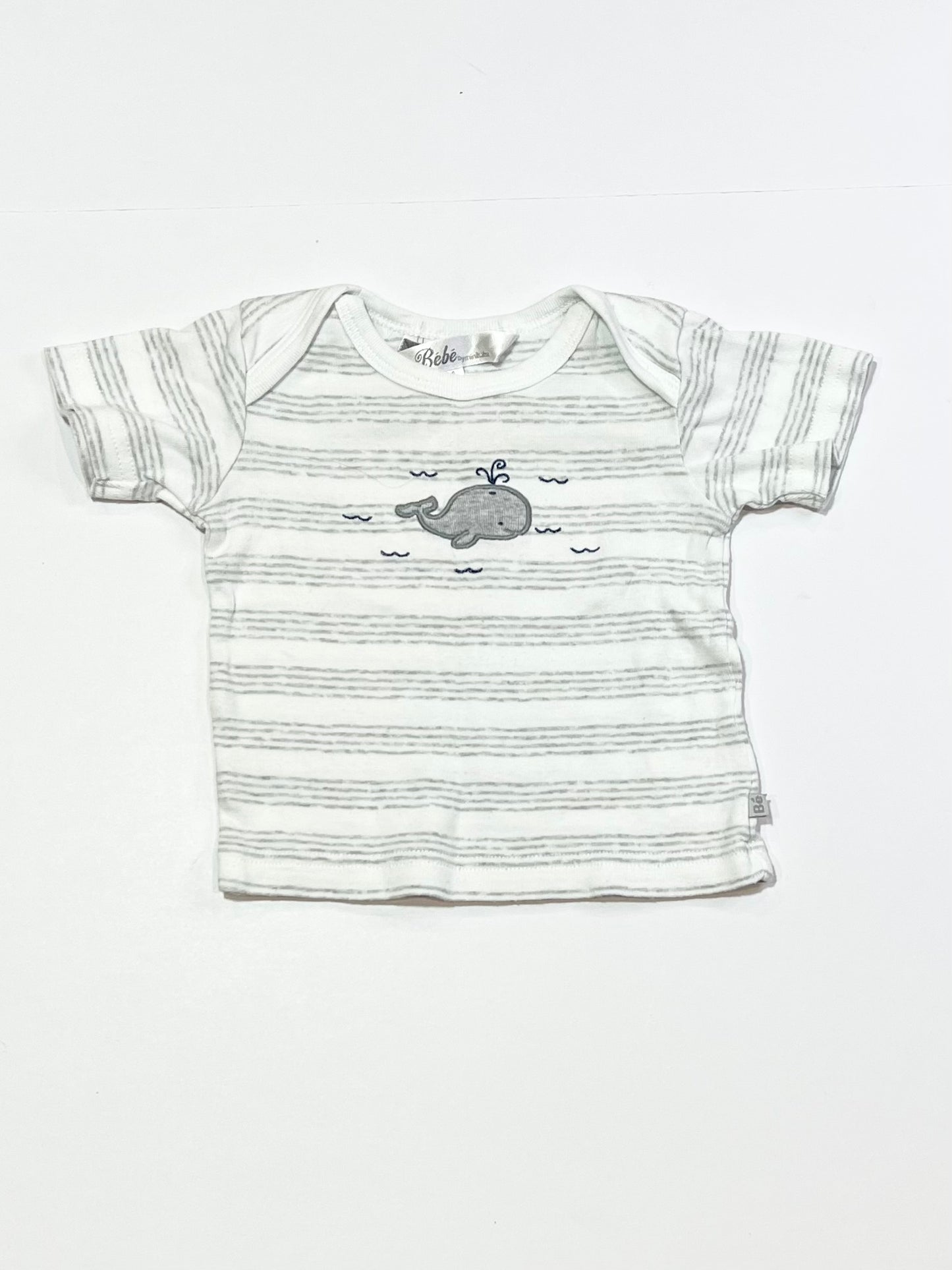 Striped whale tee - Size 6-9 months