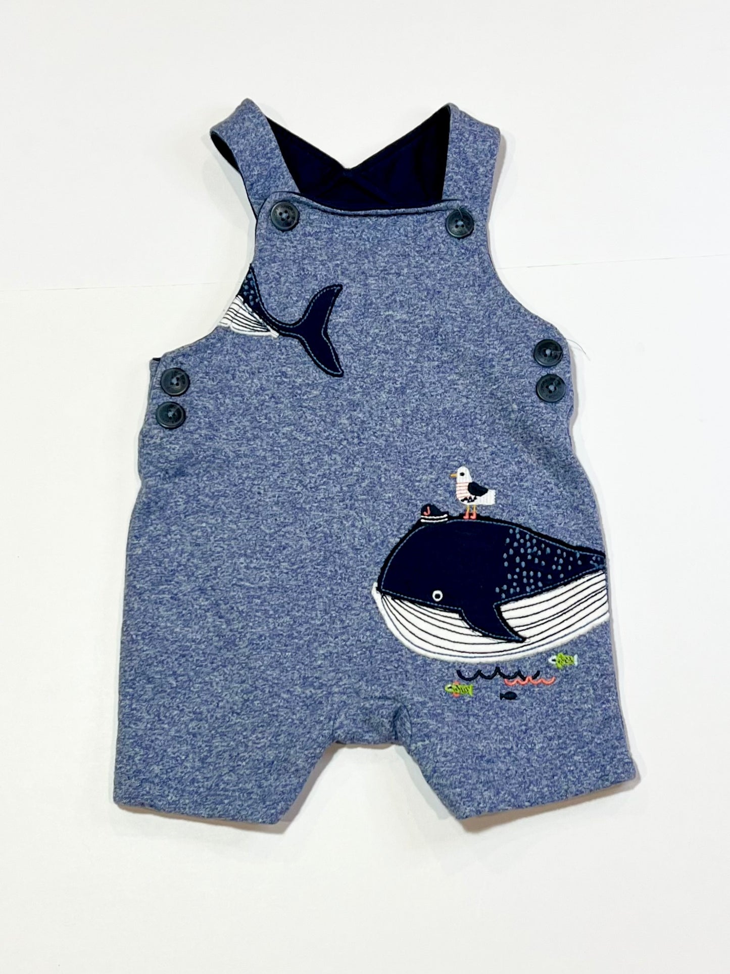 Blue whale overalls - Size 6-9 months