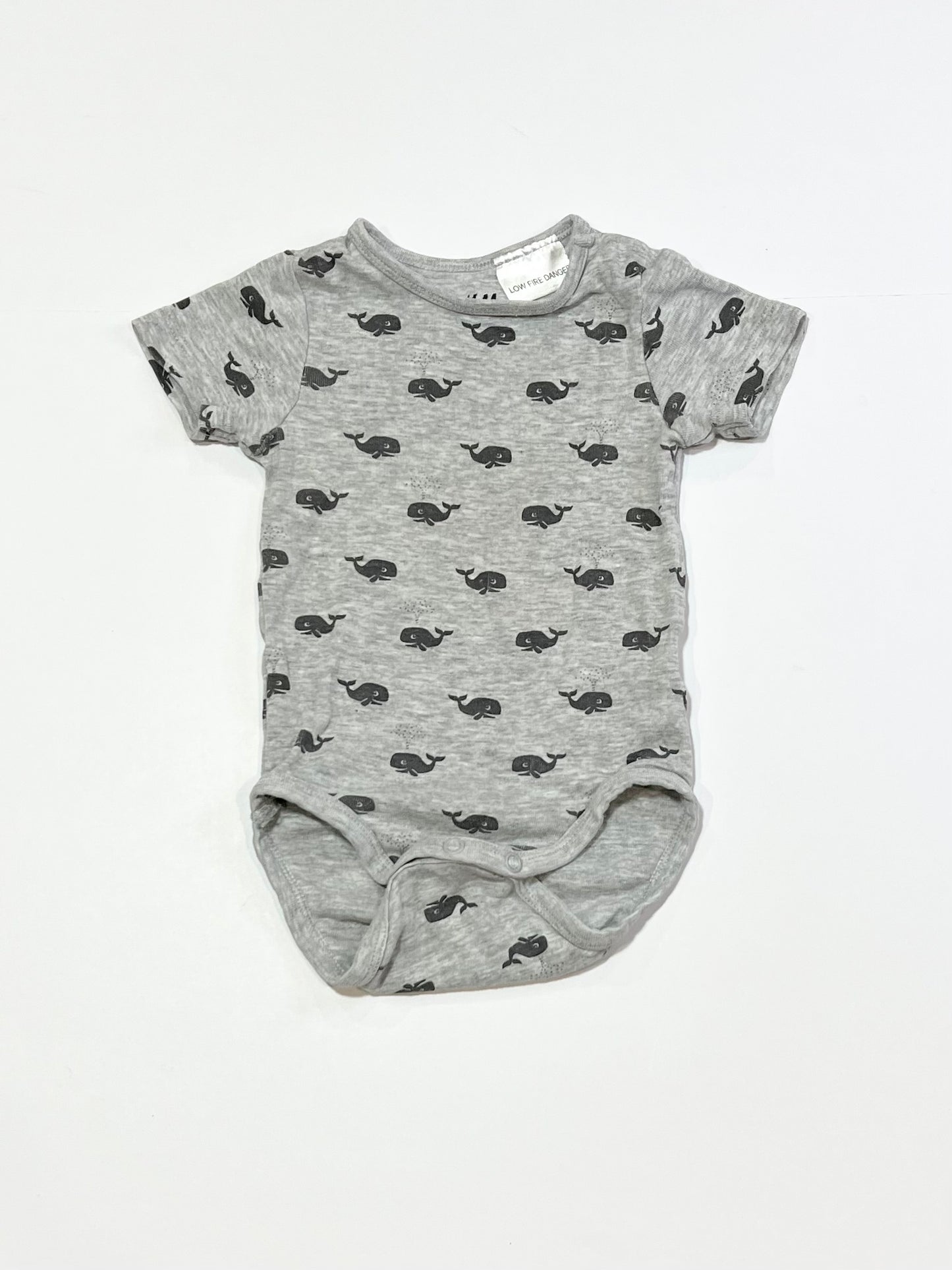 Grey whales bodysuit - Size 6-9 months
