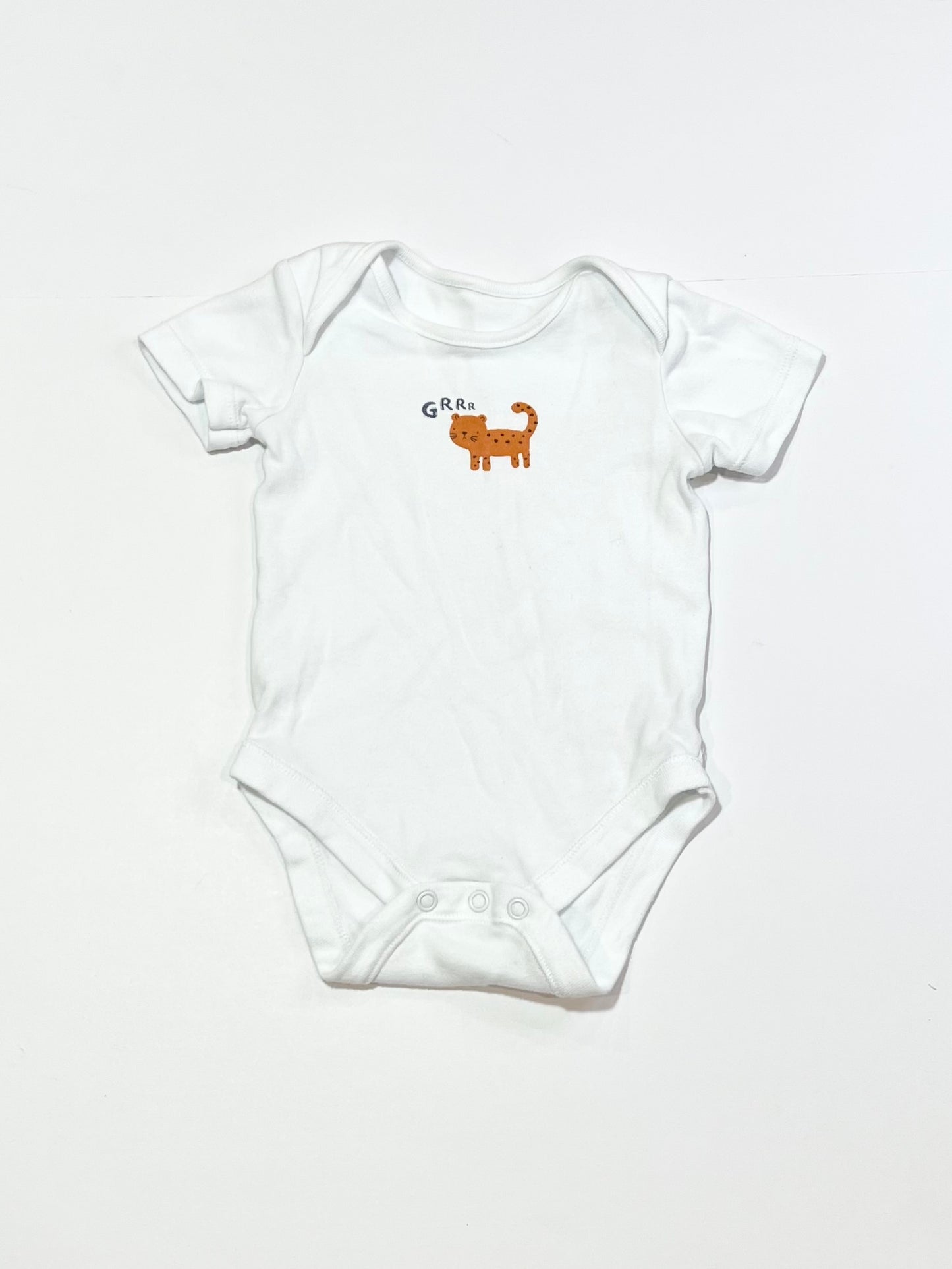 White cheetah bodysuit - Size 6-9 months