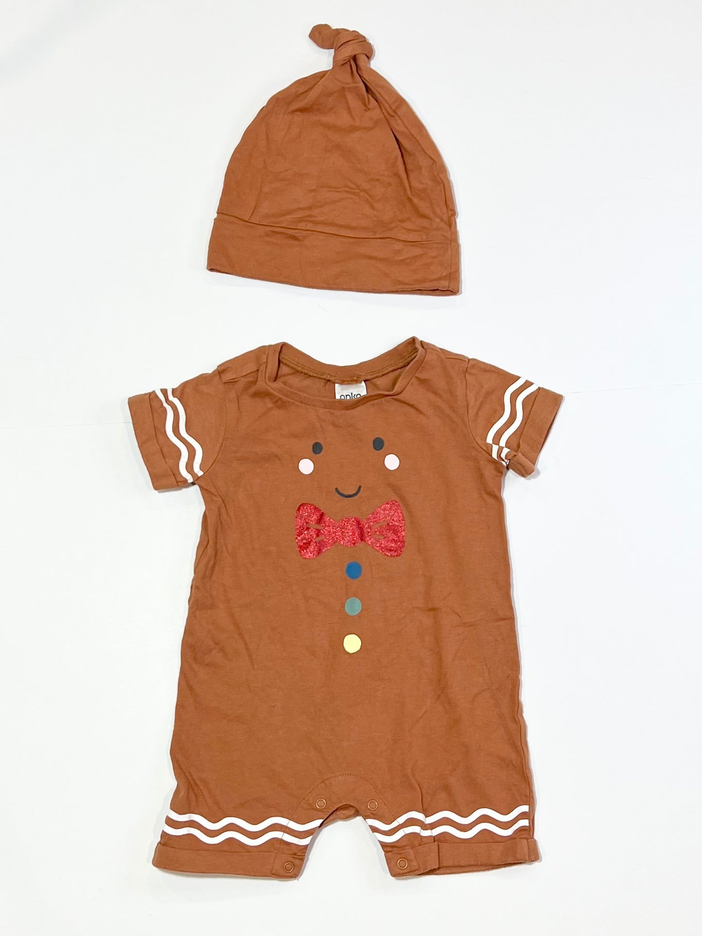 Gingerbread romper with beanie - Size 0