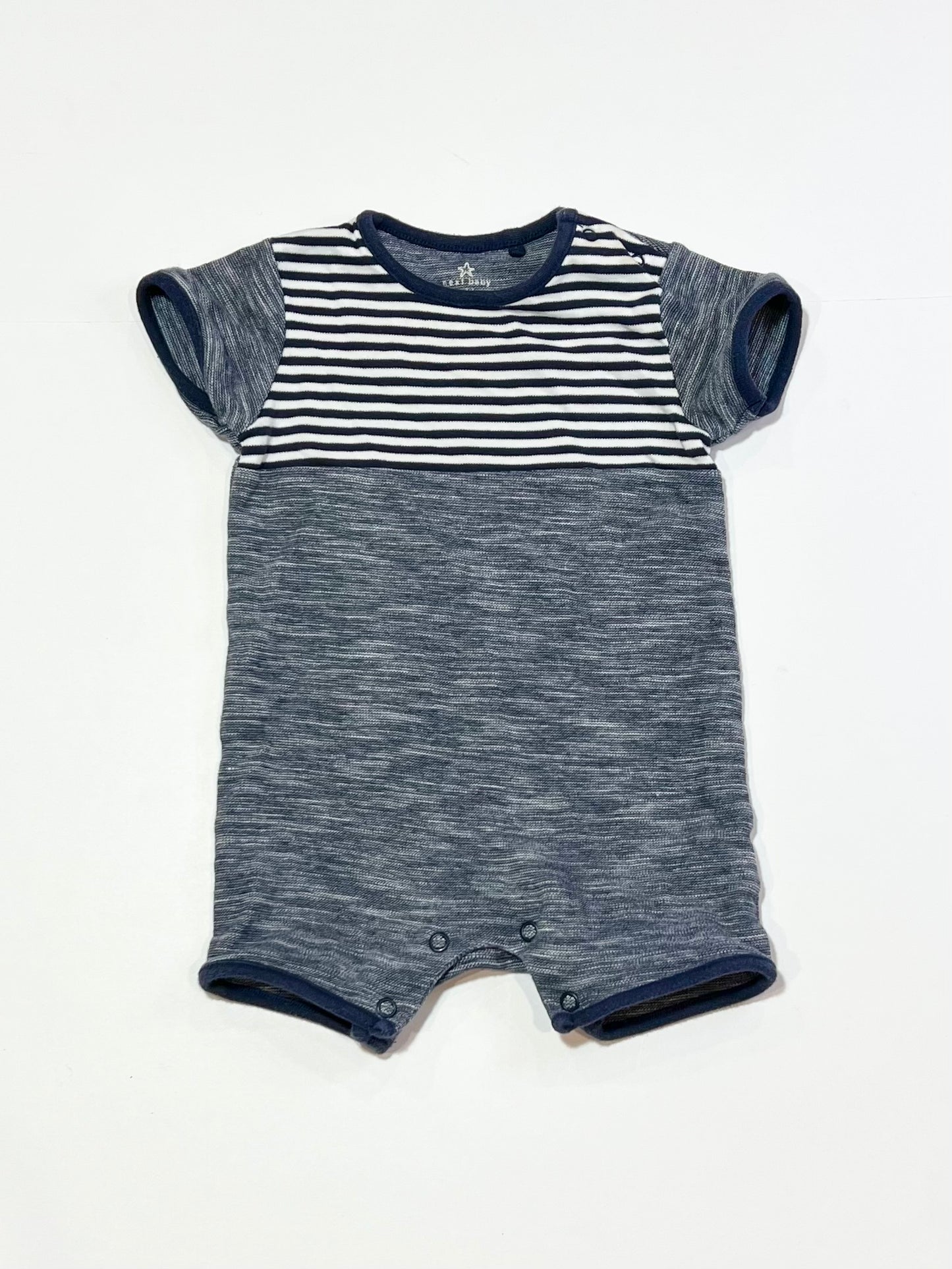 Navy striped romper - Size 6-9 months