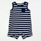 Navy striped romper - Size 9-12 months