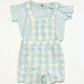 Check overalls with blue tee - Size 1