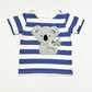 Striped koala applique tee - Size 1