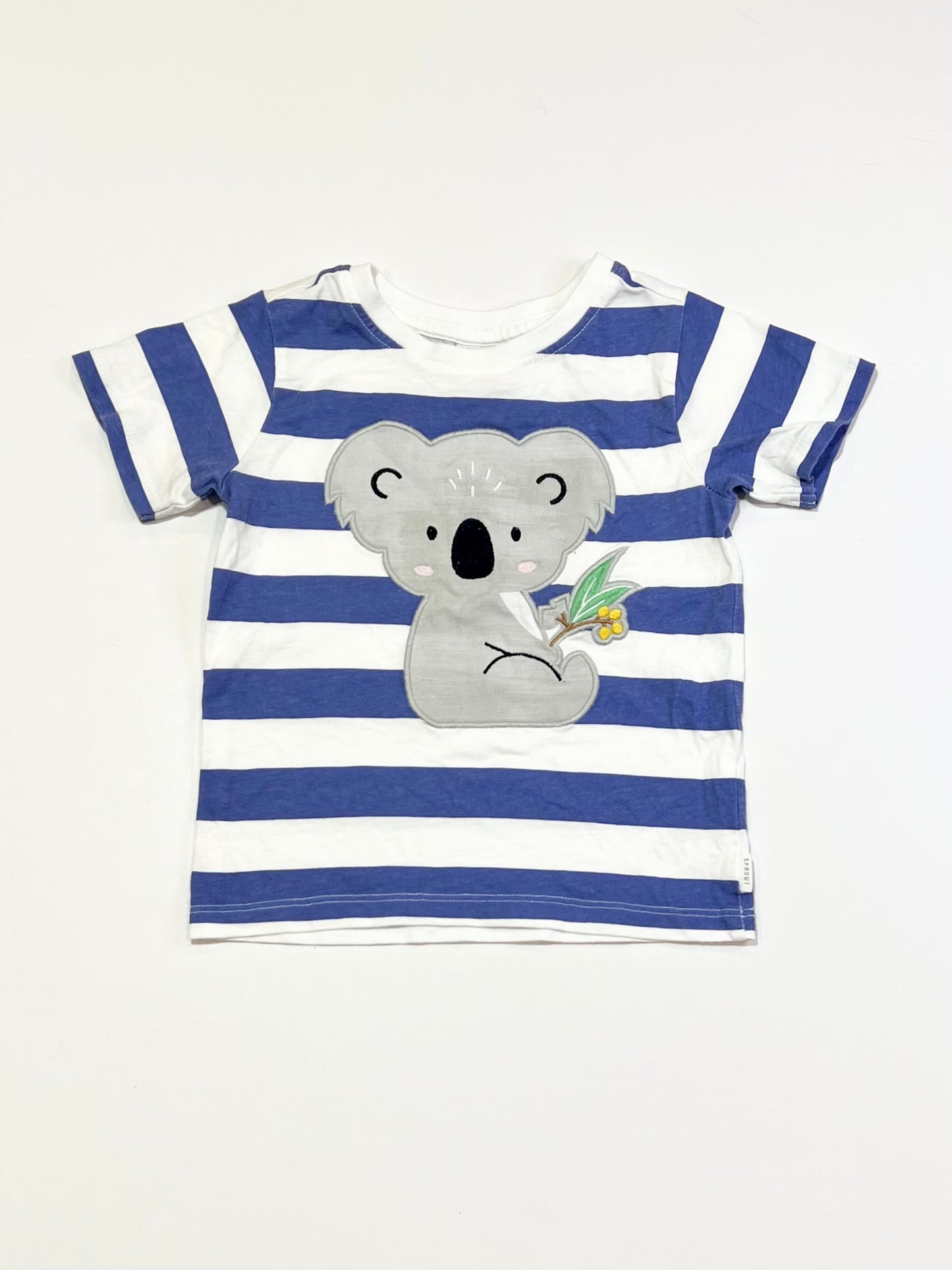 Striped koala applique tee - Size 1