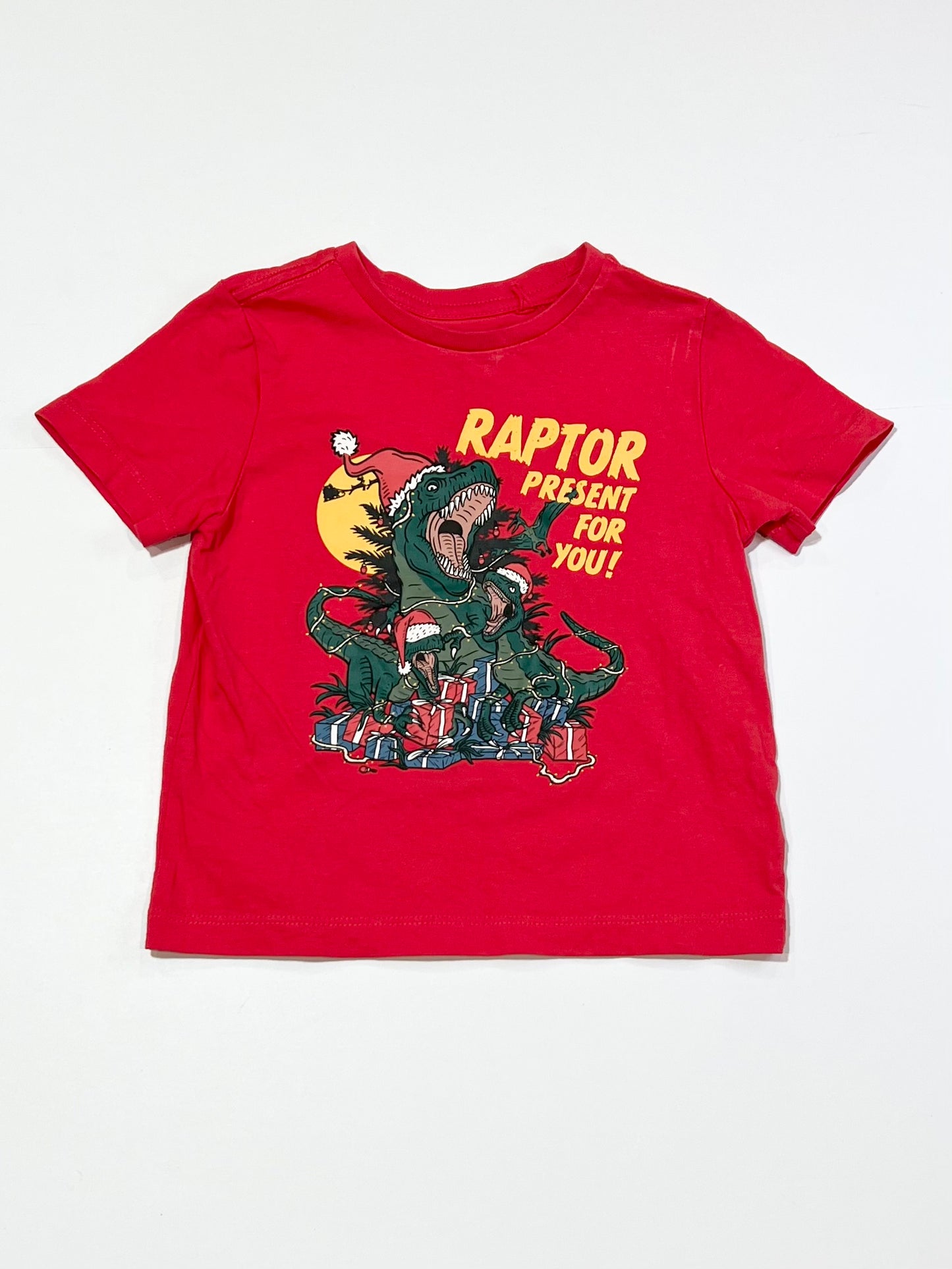 Raptor present Christmas tee - Size 2