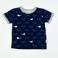 Navy whales tee - Size 2