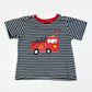 Striped fire truck tee - Size 2