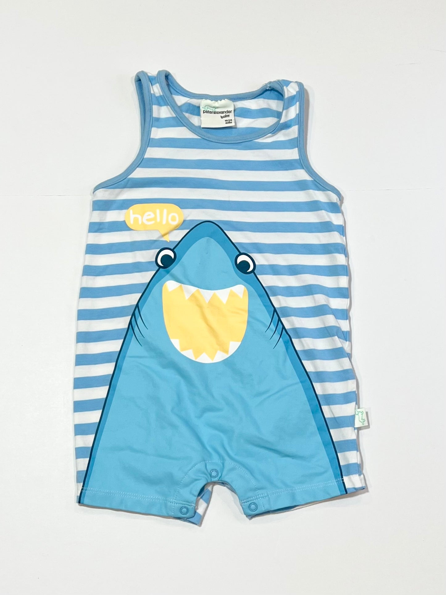 Striped shark romper - Size 2