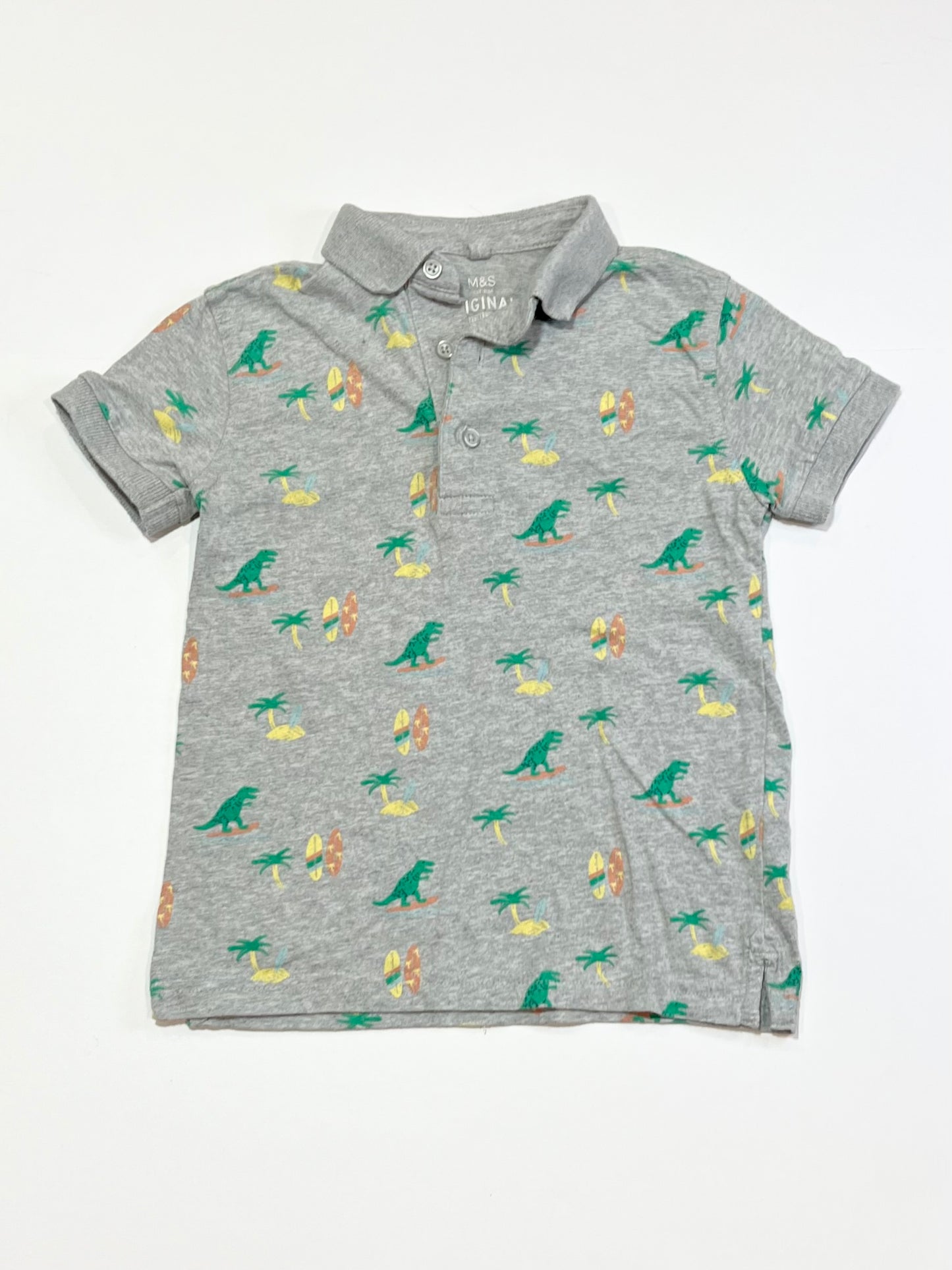 Grey dinosaurs polo shirt - Size 4-5