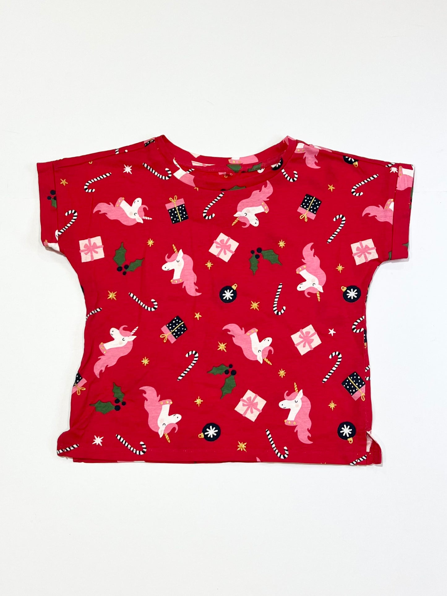 Christmas unicorn tee - Size 4