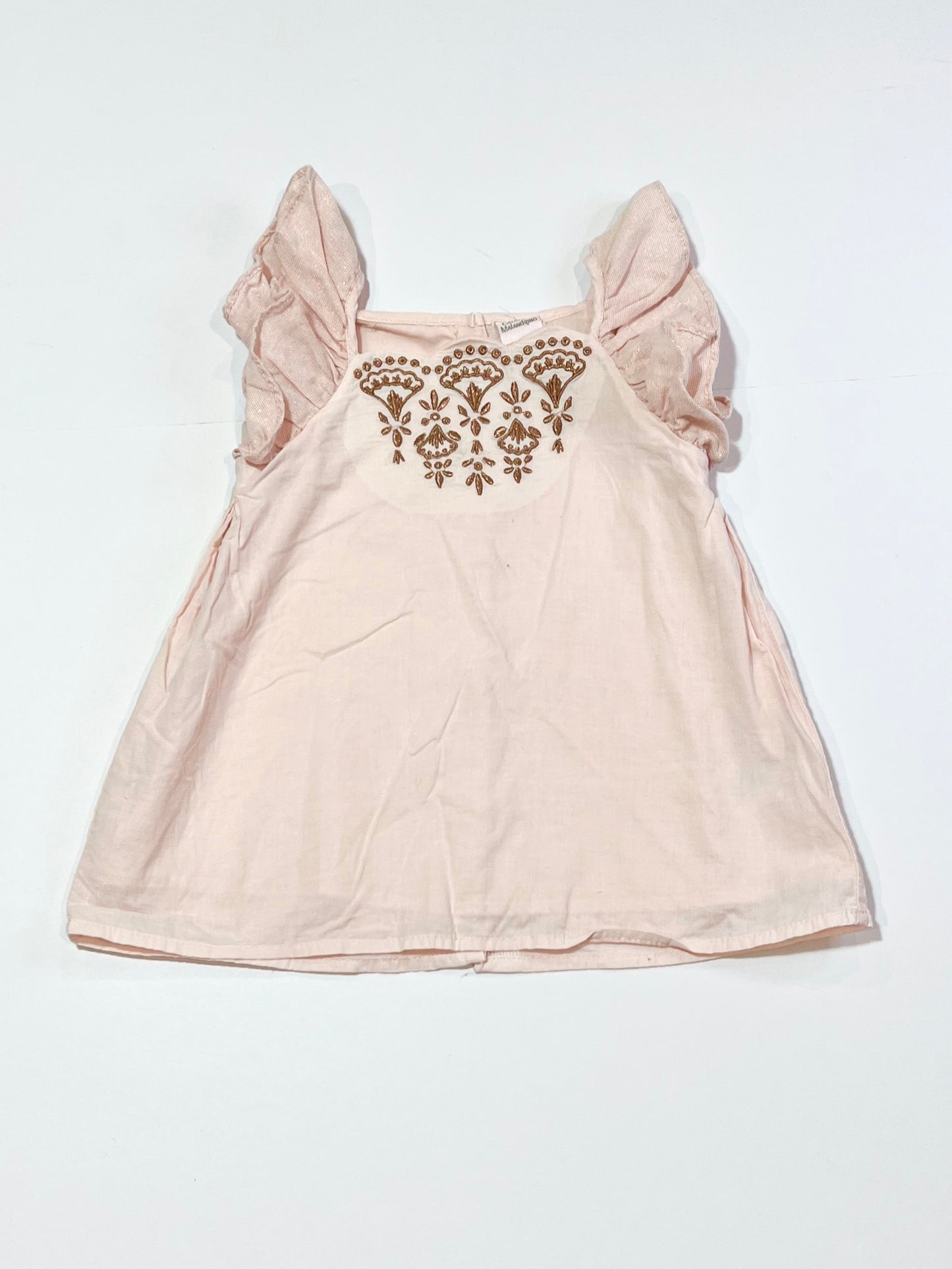 Pink embroidered ruffle top - Size 2