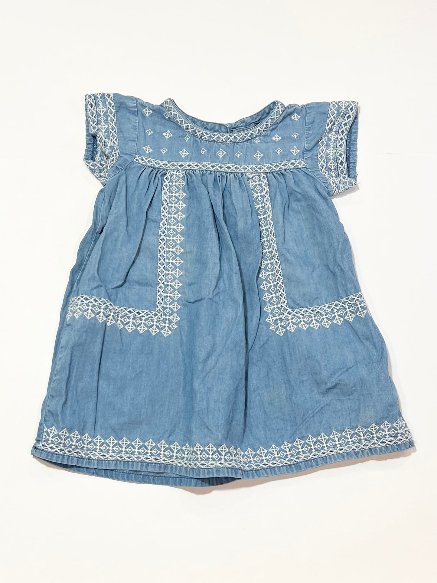 Chambray embroidered dress - Size 2