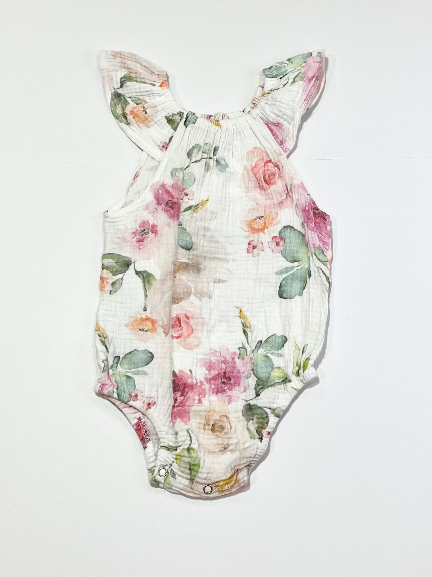 Floral muslin romper - Size 1