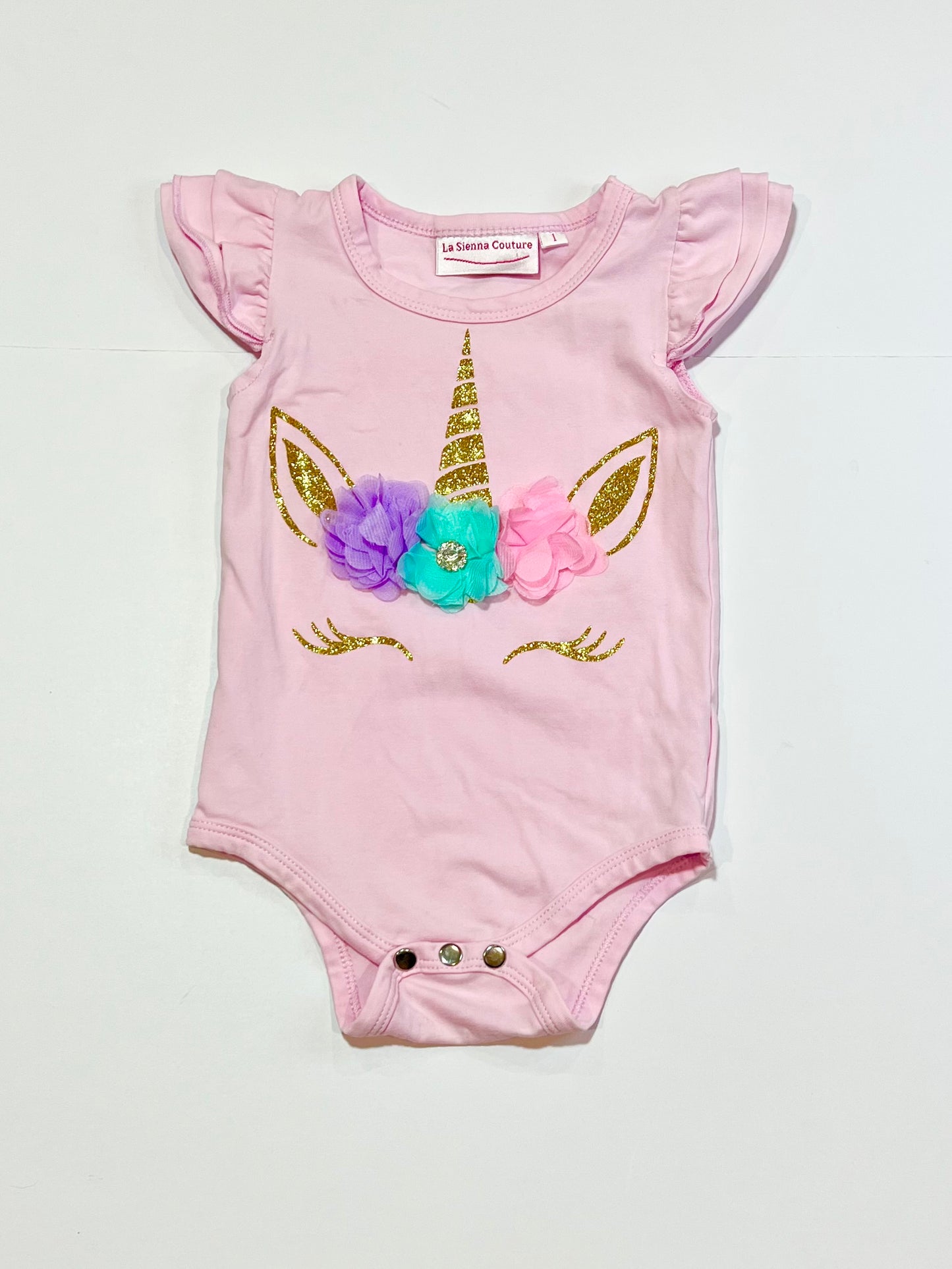 Pink unicorn bodysuit - Size 1