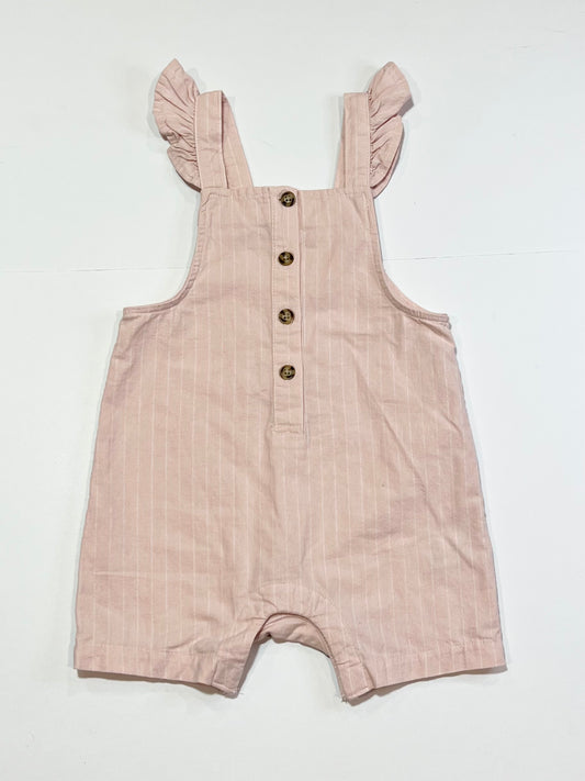 Pink striped ruffle romper - Size 1