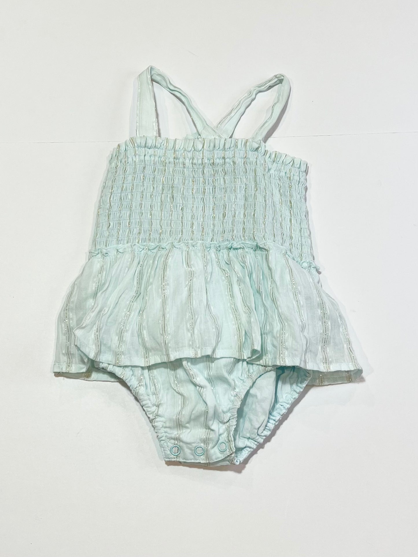 Green smocked romper - Size 1