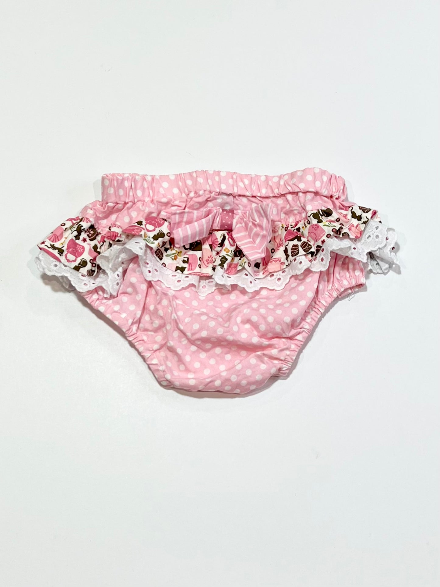 Spotty ruffled nappy cover - Size 1