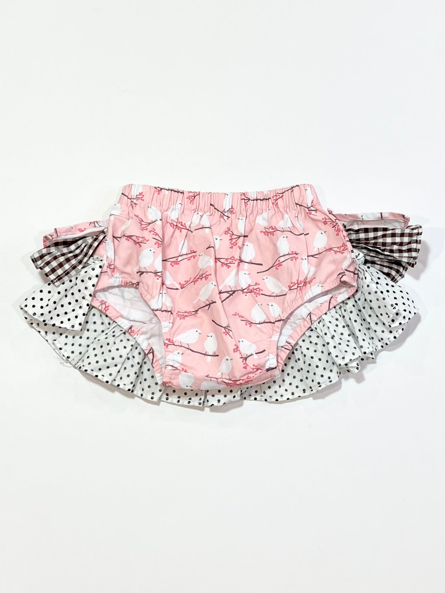 Birds ruffled nappy cover - Size 1