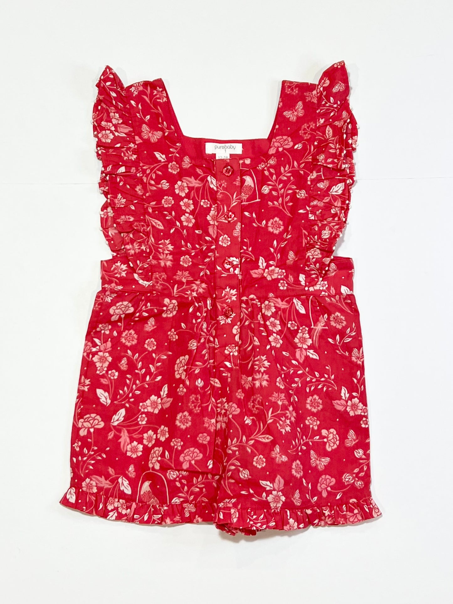 Red floral playsuit - Size 1