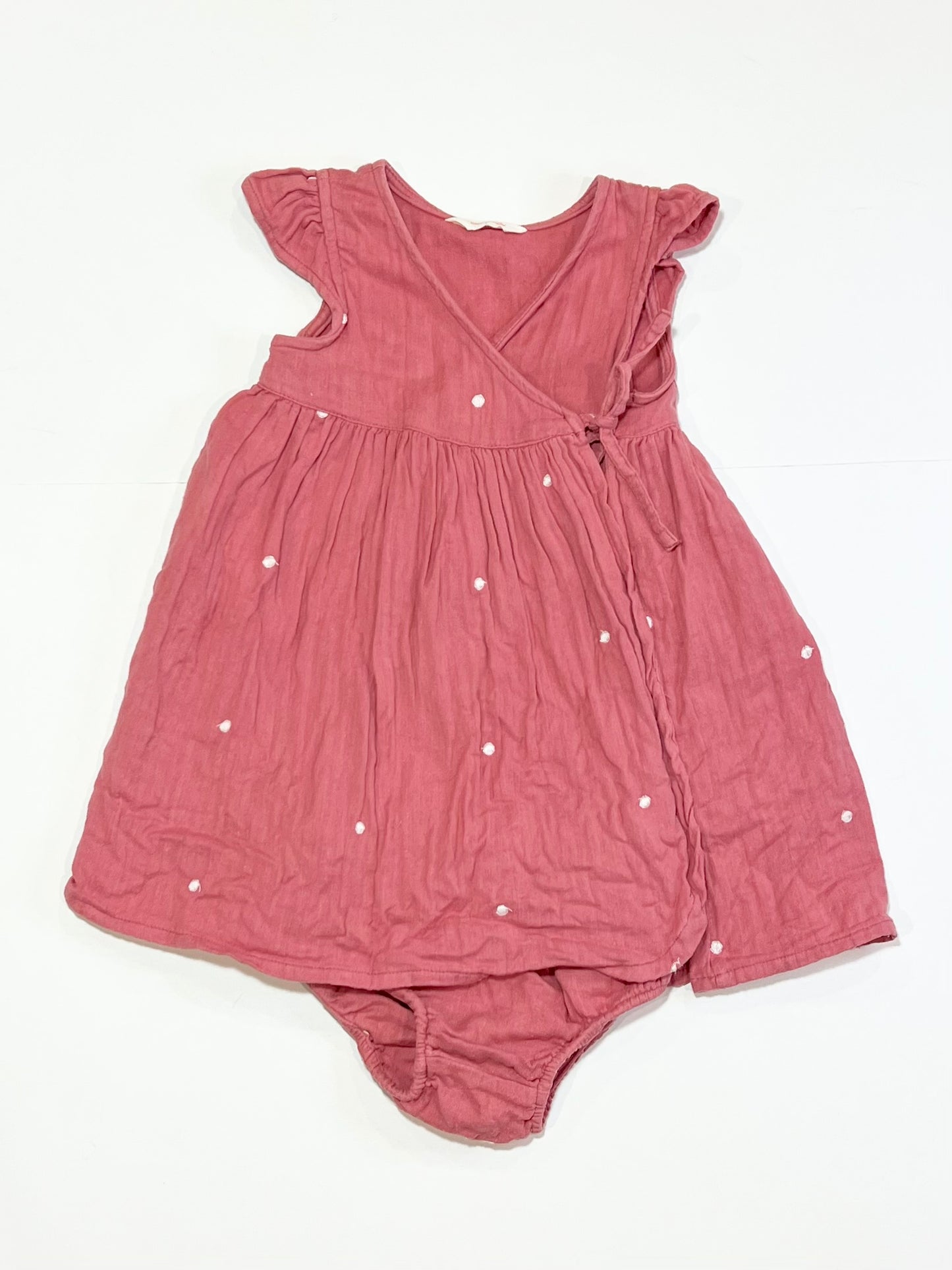 Pink spotty muslin dress - Size 1