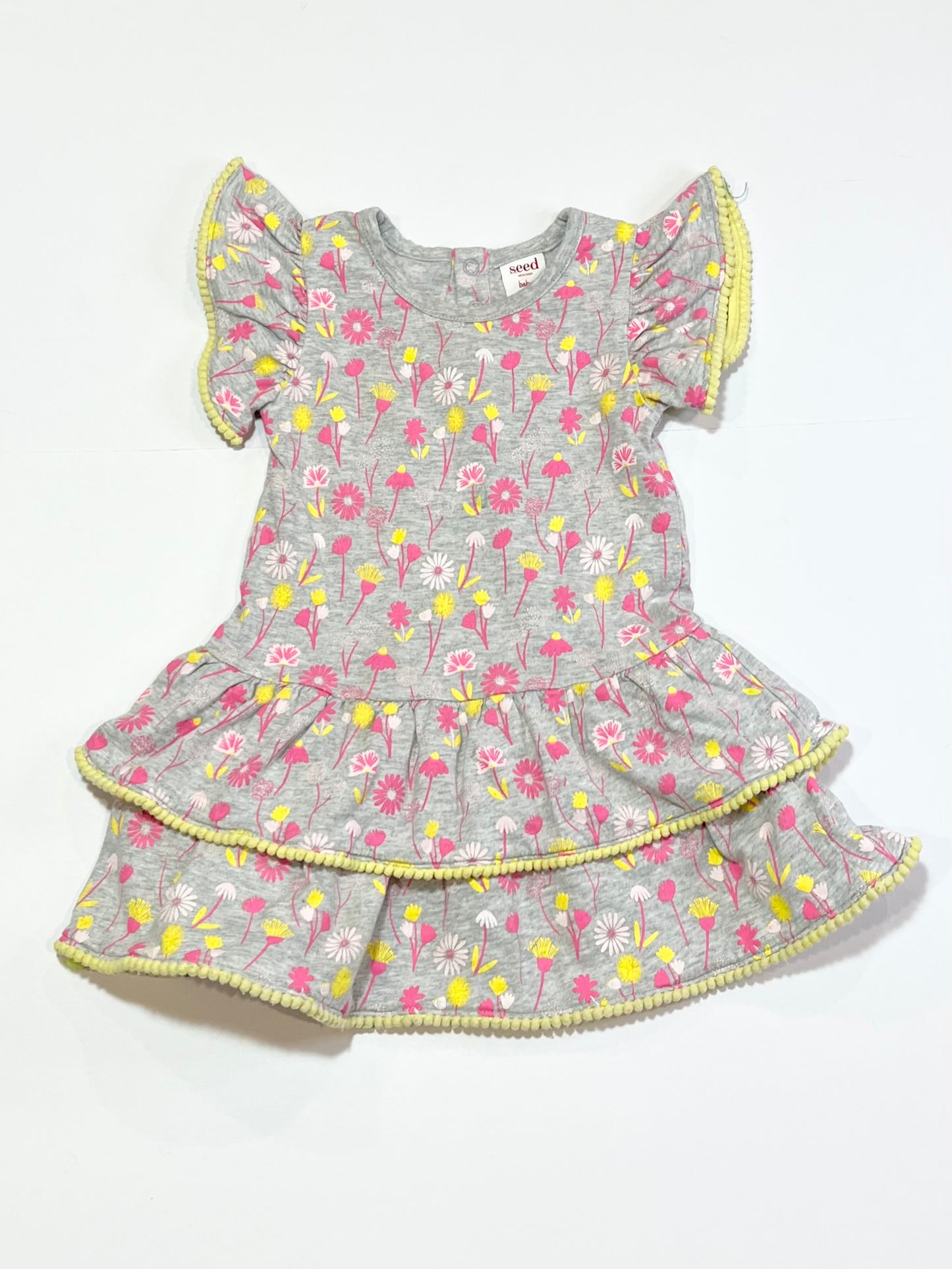 Grey floral jersey dress - Size 1