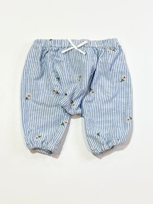 Blue striped cropped pants - Size 9-12 months