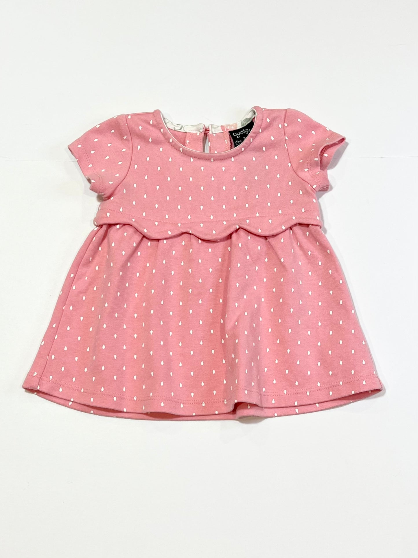 Pink scalloped top - Size 9-12 months