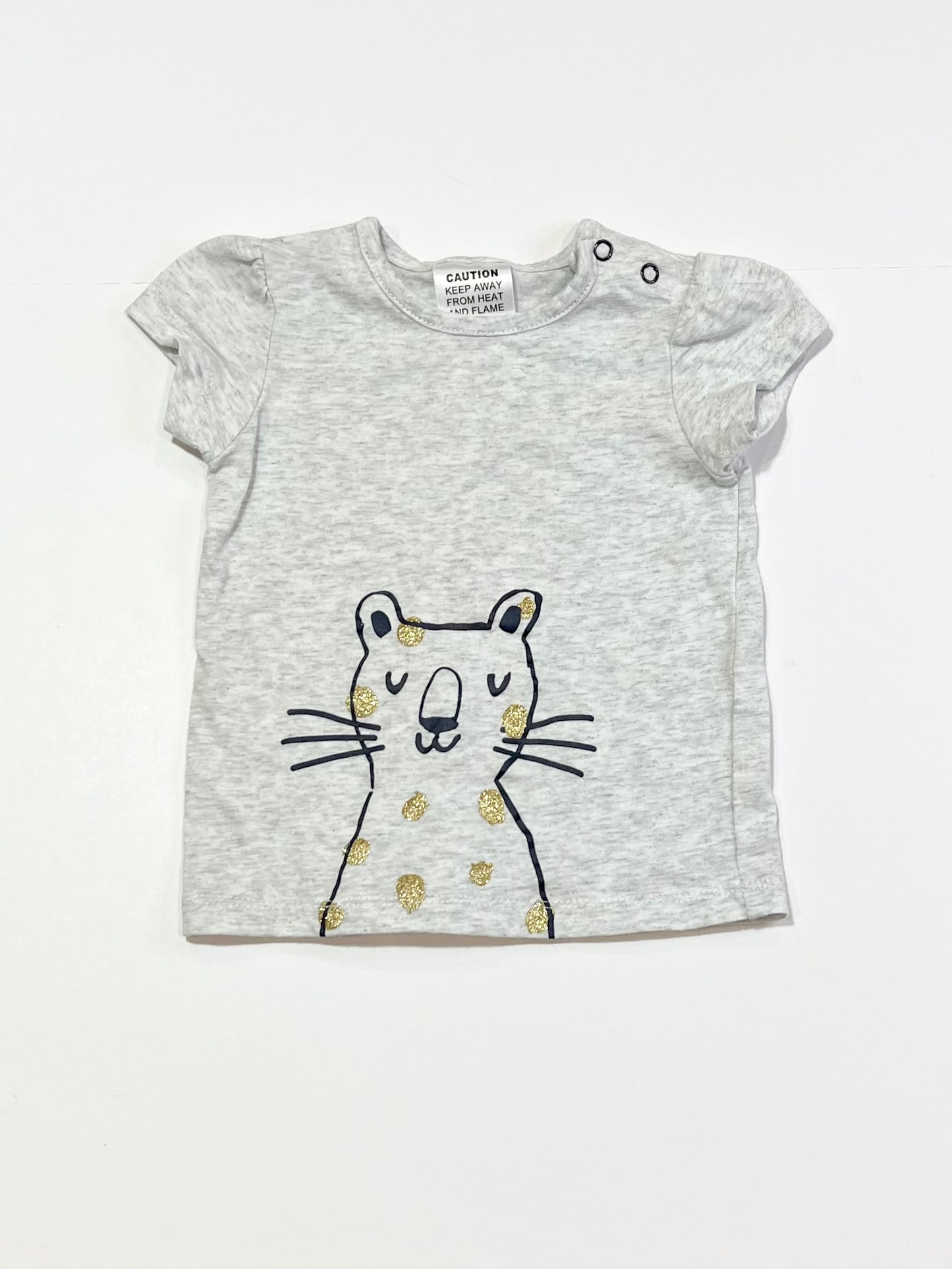 Grey cheetah tee - Size 0