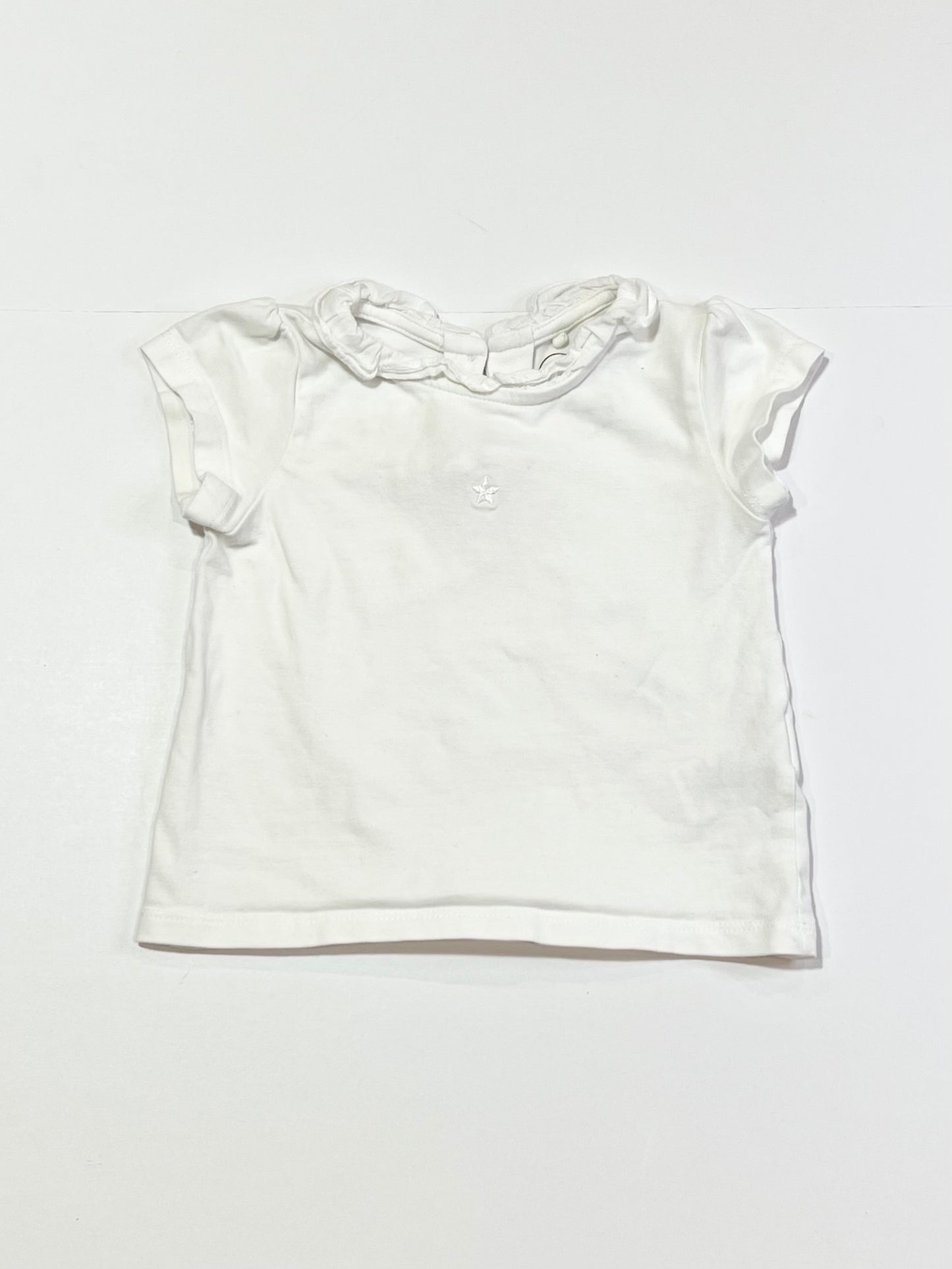 White ruffle collared tee - Size 6-9 months