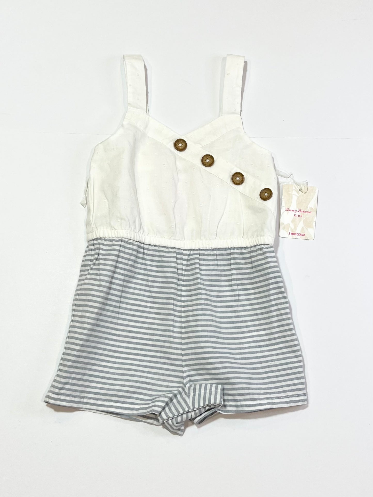 Striped button romper brand new - Size 9-12 months