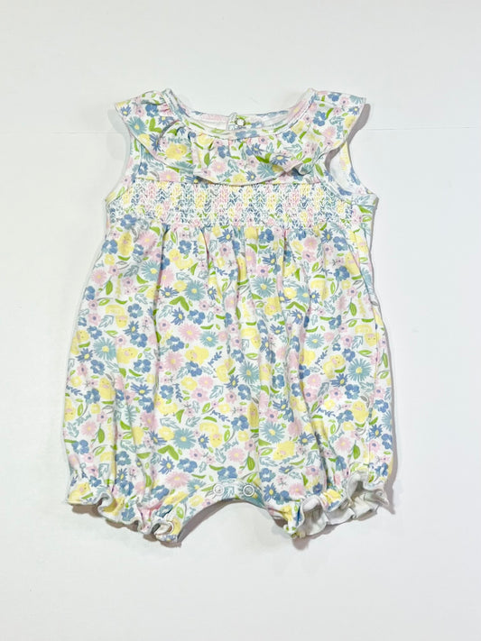 Smocked ducky floral romper - Size 00