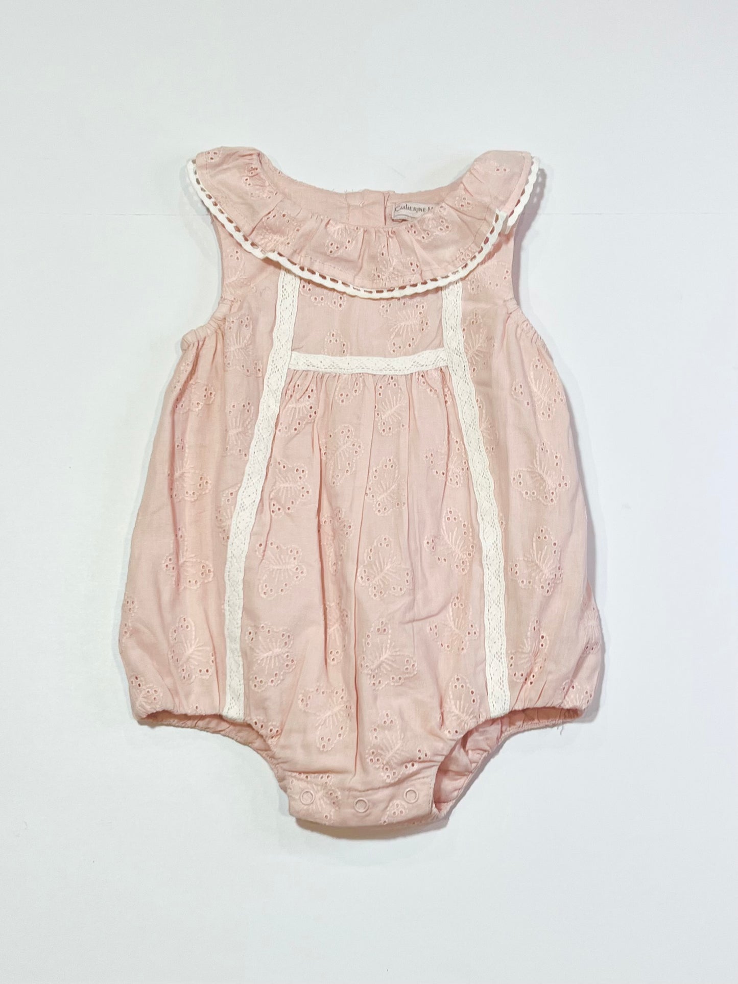 Pink cutwork butterfly romper - Size 00