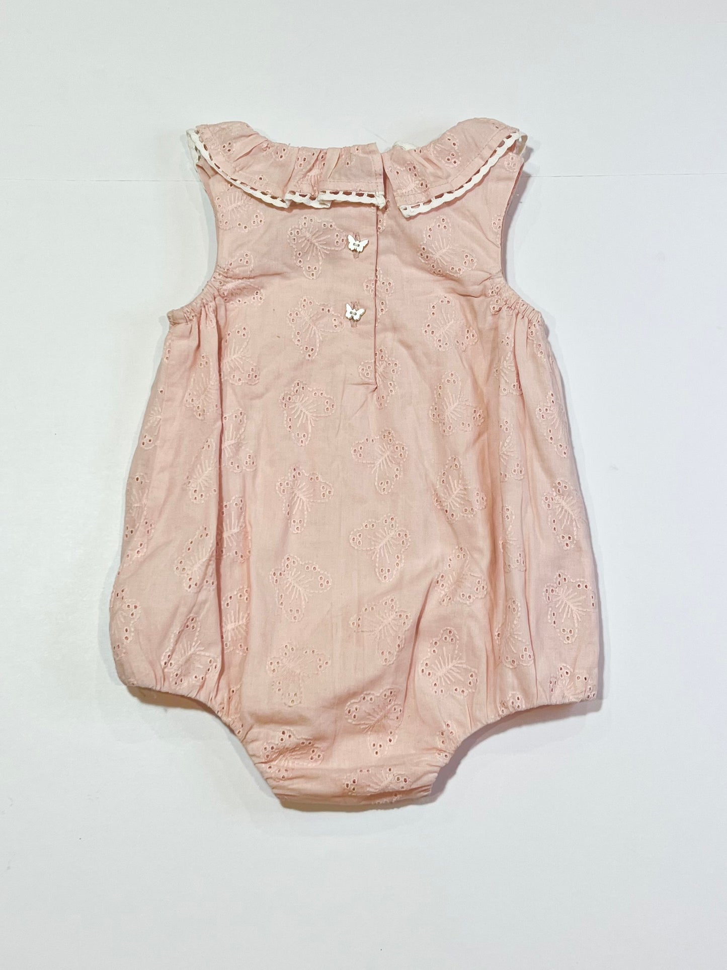 Pink cutwork butterfly romper - Size 00