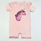 Pink unicorn romper - Size 00