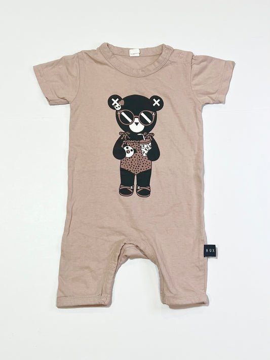 Dusty pink bear romper - Size 00