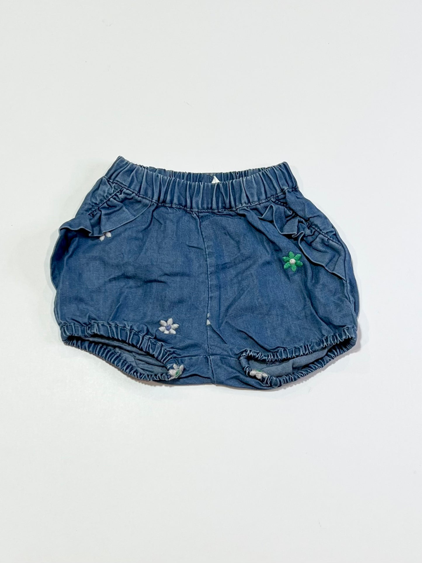 Chambray embroidered shorts - Size 000