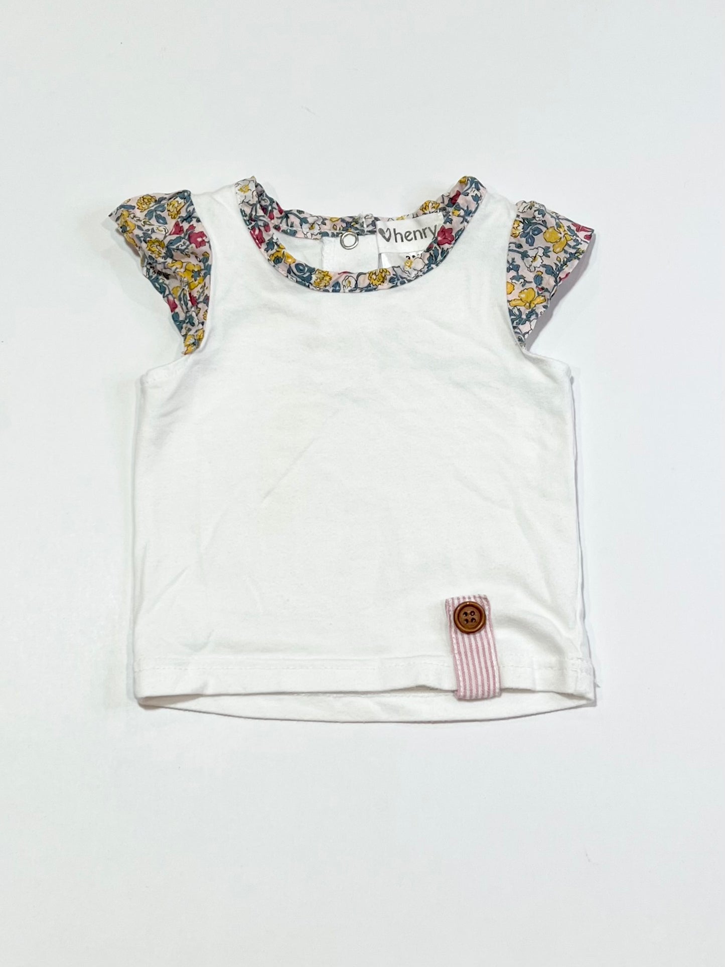 White floral trim tank - Size 000
